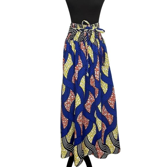 Vintage 80s Cotton Maxi Skirt Boho Gypsy Peasant Art to Wear Womens OS Lagenlook - Picture 1 of 11